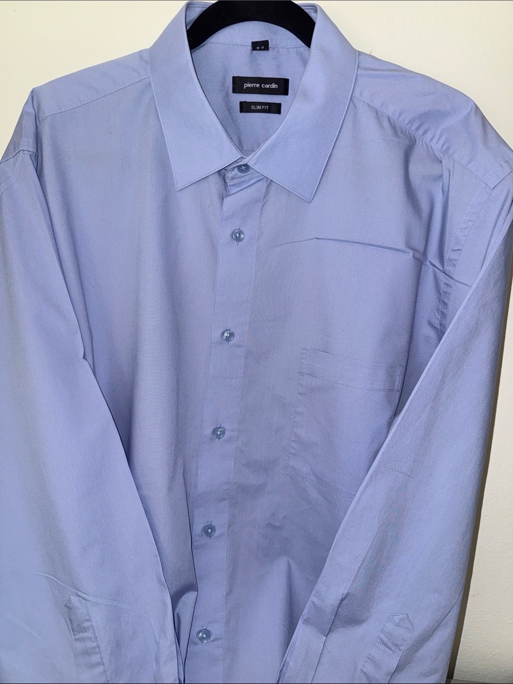 Pierre Cardin Men's Light Blue Button-Front Dress Shirt 17-1/2 34-35 Sleeves